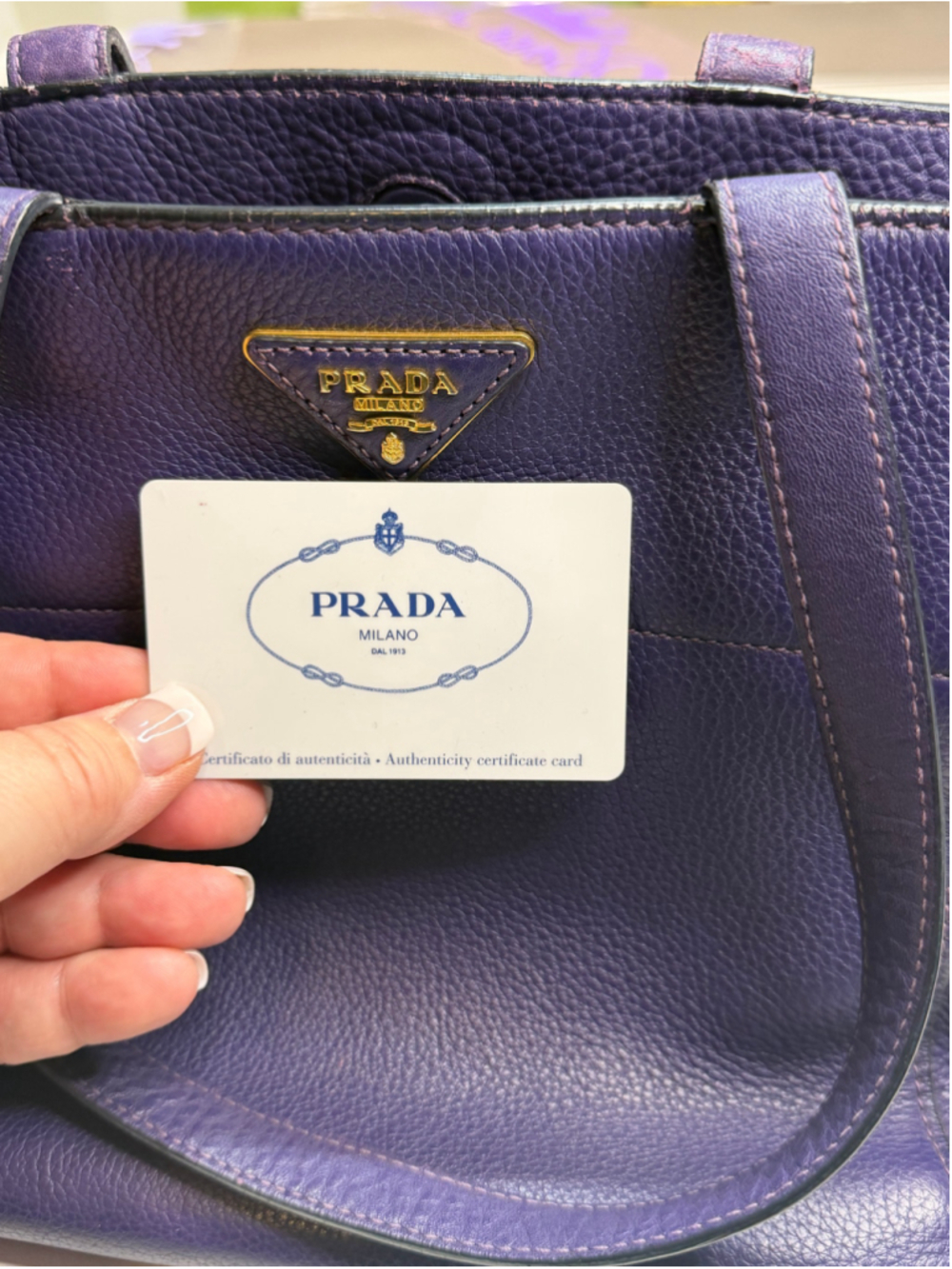 Women's Prada Leather Tote Bag One Size Purple - Picture 13 of 13